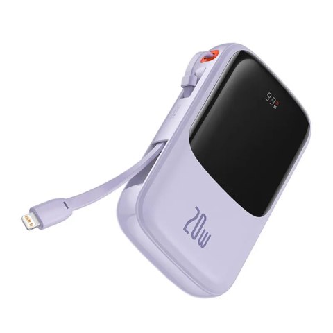 Powerbank Baseus Qpow Pro z kablem Lightning, USB-C, USB, 10000mAh, 20W (fioletowy)