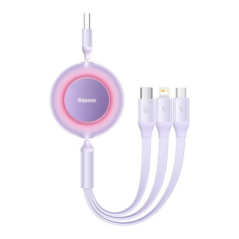Kabel USB 3w1 Baseus Bright Mirror 3, micro USB / Lightning / USB-C, 66W / 2A, 1.1m (fioletowy) Kabel USB 3w1 Baseus Bright Mirror 3, micro USB / Lightning / USB-C, 66W / 2A, 1.1m (fioletowy)