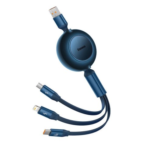 Kabel USB 3w1 Baseus Bright Mirror 3, micro USB / Lightning / USB-C, 66W / 2A, 1.1m (niebieski) Kabel USB 3w1 Baseus Bright Mirror 3, micro USB / Lightning / USB-C, 66W / 2A, 1.1m (niebieski)