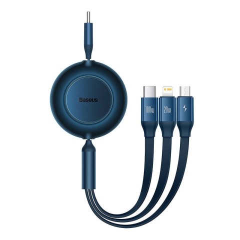 Kabel USB-C 3w1 Baseus Bright Mirror 4, micro USB / Lightning / USB-C, 100W / 3.5A, 1.1m (niebieski) Kabel USB-C 3w1 Baseus Bright Mirror 4, micro USB / Lightning / USB-C, 100W / 3.5A, 1.1m (niebieski)