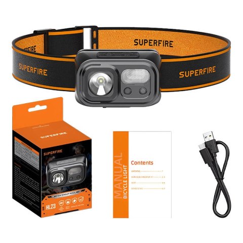 Latarka czołowa Superfire HL23, 220lm, USB-C Latarka czołowa Superfire HL23, 220lm, USB-C