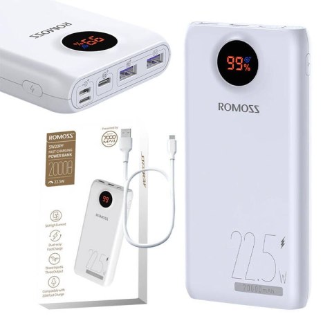 Powerbank Romoss SW20PF 20000mAh, 22.5W (biały) Powerbank Romoss SW20PF 20000mAh, 22.5W (biały)