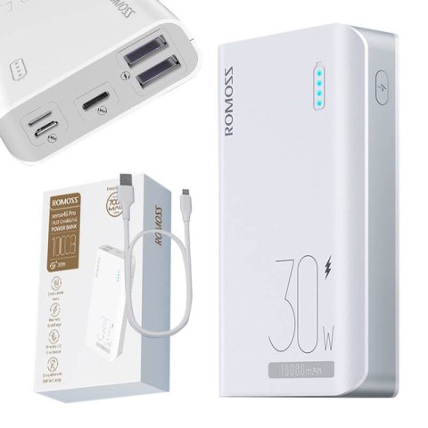 Powerbank Romoss Sense 4S Pro 10000mAh, 30W (biały) Powerbank Romoss Sense 4S Pro 10000mAh, 30W (biały)