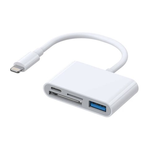 Adapter Lightning do USB OTG Joyroom S-H142 czytnik kart SD, microSD (biały) Adapter Lightning do USB OTG Joyroom S-H142 czytnik kart SD, microSD (biały)
