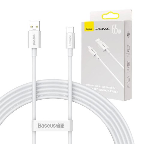 Kabel USB do USB-C Baseus Superior Series, 65W, 2m (biały) Kabel USB do USB-C Baseus Superior Series, 65W, 2m (biały)