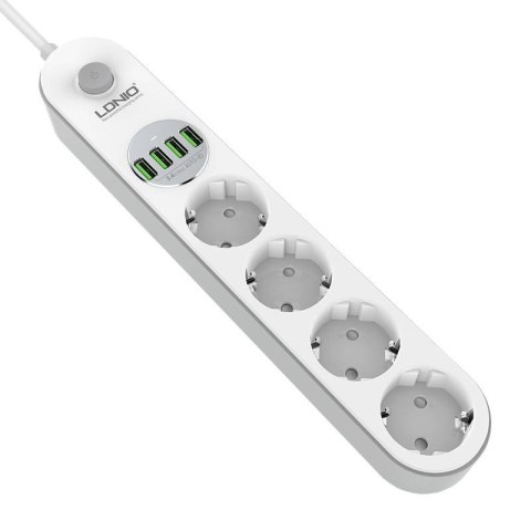 Listwa zasilająca z 4 gniazdami AC, 4x USB, LDNIO SE4432, 2m (biała) Listwa zasilająca z 4 gniazdami AC, 4x USB, LDNIO SE4432, 2m (biała)
