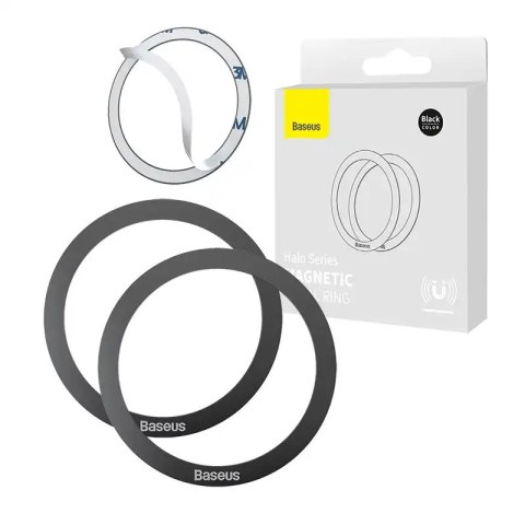 Pierścień magnetyczny Baseus Halo do telefonu, MagSafe, czarny (2szt.) Pierścień magnetyczny Baseus Halo do telefonu, MagSafe, czarny (2szt.)