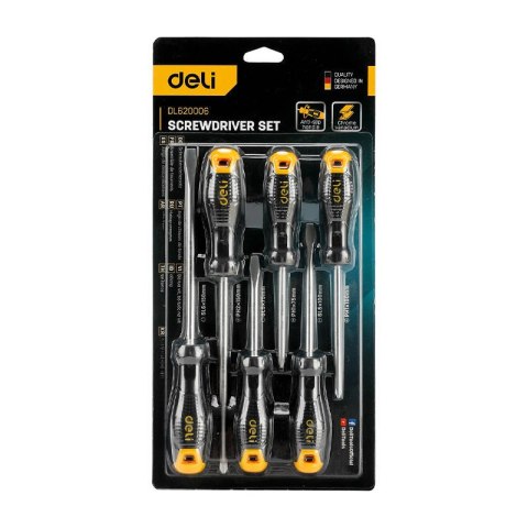 Zestaw wkrętaków Deli Tools EDL620006, z magnesem, 6 sztuk Zestaw wkrętaków Deli Tools EDL620006, z magnesem, 6 sztuk