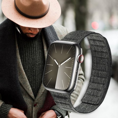 Crong Melange - Pasek magnetyczny do Apple Watch 42/44/45/46/49 mm (czarny melanż)