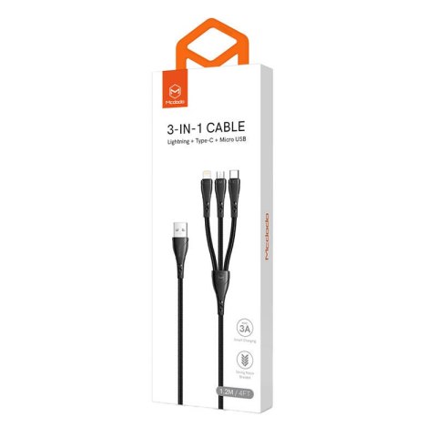 Kabel 3w1 USB do USB-C / Lightning / Micro USB, Mcdodo CA-6960, 1.2m (czarny) Kabel 3w1 USB do USB-C / Lightning / Micro USB, Mcdodo CA-6960, 1.2m (czarny)