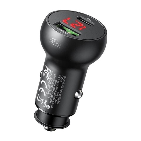 Ładowarka samochodowa Mcdodo CC-7030, USB + USB-C, z wyświetlaczem, 45W (czarna) Ładowarka samochodowa Mcdodo CC-7030, USB + USB-C, z wyświetlaczem, 45W (czarna)