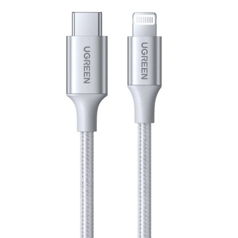 Kabel Lightning do USB-C 2.0 UGREEN PD 3A US304, 1m (srebrny) Kabel Lightning do USB-C 2.0 UGREEN PD 3A US304, 1m (srebrny)
