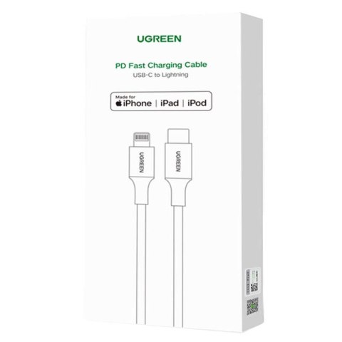 Kabel Lightning do USB-C UGREEN 3A US171, 1.5m (biały) Kabel Lightning do USB-C UGREEN 3A US171, 1.5m (biały)