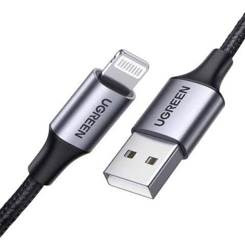 Kabel Lightning do USB UGREEN 2.4A US199, 1m (czarny) Kabel Lightning do USB UGREEN 2.4A US199, 1m (czarny)