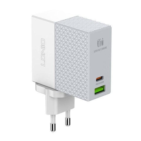 Ładowarka sieciowa LDNIO A2620C USB, USB-C 65W + kabel USB-C - USB-C Ładowarka sieciowa LDNIO A2620C USB, USB-C 65W + kabel USB-C - USB-C