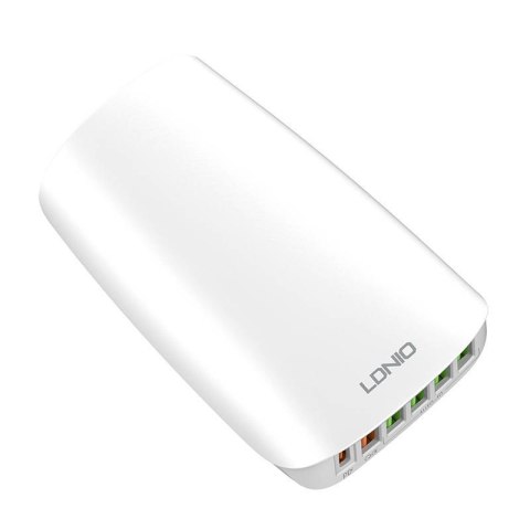Ładowarka sieciowa LDNIO A6573C EU 5USB, USB-C 65W + Przewód zasilający Ładowarka sieciowa LDNIO A6573C EU 5USB, USB-C 65W + Przewód zasilający