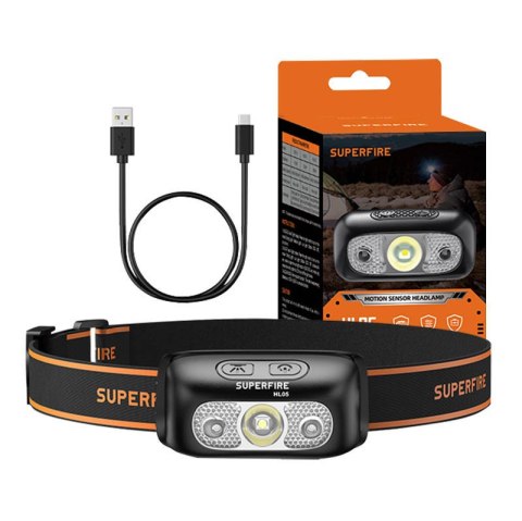 Latarka czołowa Superfire HL05-E, 120lm, USB Latarka czołowa Superfire HL05-E, 120lm, USB