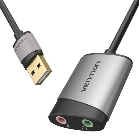 Zewnętrzna karta dźwiękowa USB Vention CDKHB TRS 3.5mm 0,15m (szara) Zewnętrzna karta dźwiękowa USB Vention CDKHB TRS 3.5mm 0,15m (szara)