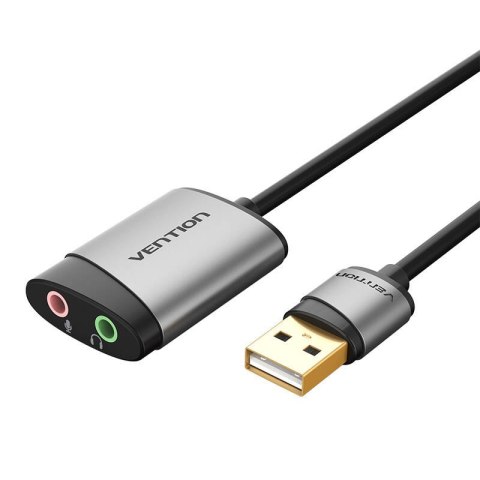 Zewnętrzna karta dźwiękowa USB Vention CDKHB TRS 3.5mm 0,15m (szara) Zewnętrzna karta dźwiękowa USB Vention CDKHB TRS 3.5mm 0,15m (szara)