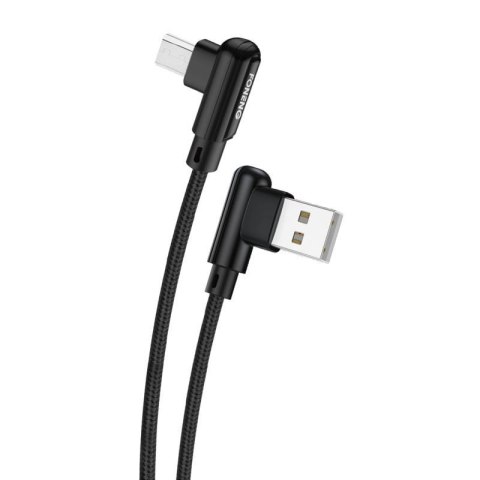 Kabel kątowy USB do Micro USB Foneng X70, 3A, 1m (czarny) Kabel kątowy USB do Micro USB Foneng X70, 3A, 1m (czarny)
