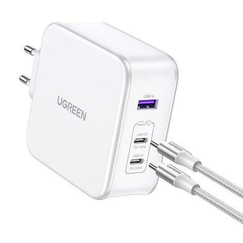 Ładowarka sieciowa UGREEN 15339 Nexode, 2xUSB-C, USB-A 3.0, PD3.0, QC4.0, GaN, 140W (biała) Ładowarka sieciowa UGREEN 15339 Nexode, 2xUSB-C, USB-A 3.0, PD3.0, QC4.0, GaN, 140W (biała)