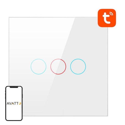 Dotykowy Włącznik Światła WiFi Avatto TS02-EU-W3 Potrójny TUYA (biały) Dotykowy Włącznik Światła WiFi Avatto TS02-EU-W3 Potrójny TUYA (biały)