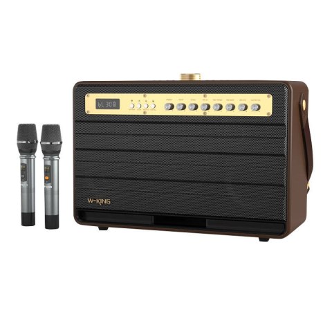 Głośnik bezprzewodowy W-KING K6L 120W + 2 mikrofony (brązowy) Głośnik bezprzewodowy W-KING K6L 120W + 2 mikrofony (brązowy)
