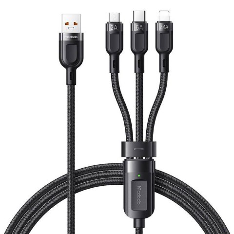Kabel 3w1 USB do USB-C / Lightning / Micro USB, Mcdodo CA-0930, 6A, 1.2m (czarny) Kabel 3w1 USB do USB-C / Lightning / Micro USB, Mcdodo CA-0930, 6A, 1.2m (czarny)