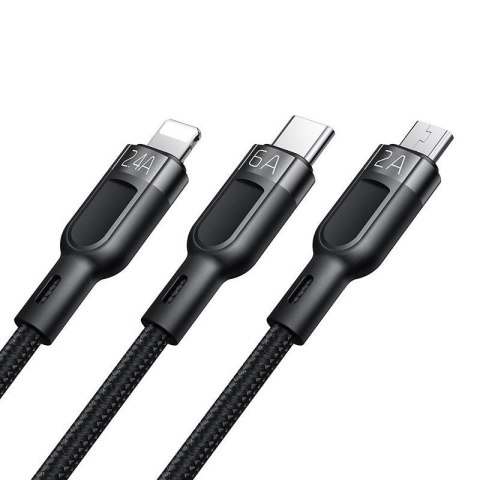 Kabel 3w1 USB do USB-C / Lightning / Micro USB, Mcdodo CA-0930, 6A, 1.2m (czarny) Kabel 3w1 USB do USB-C / Lightning / Micro USB, Mcdodo CA-0930, 6A, 1.2m (czarny)