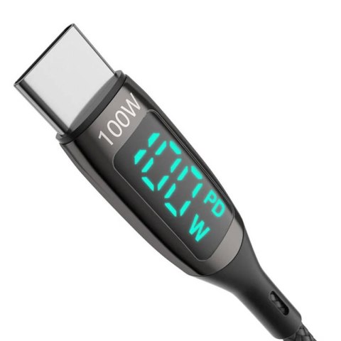 Kabel USB-C do USB-C BlitzWolf BW-TC23, z wyświetlaczem, 100W, 1.8m (czarny) Kabel USB-C do USB-C BlitzWolf BW-TC23, z wyświetlaczem, 100W, 1.8m (czarny)