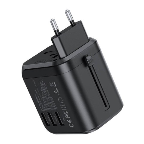 Ładowarka sieciowa podróżna Choetech PD5008, 3xUSB-A, 2xUSB-C, GaN, 35W, US/EU/UK/AU (czarna) Ładowarka sieciowa podróżna Choetech PD5008, 3xUSB-A, 2xUSB-C, GaN, 35W, US/EU/UK/AU (czarna)