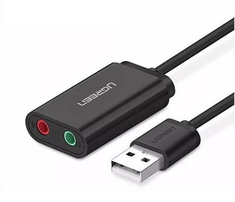 Zewnętrzna karta dźwiękowa USB UGREEN US205 15cm (czarny) Zewnętrzna karta dźwiękowa USB UGREEN US205 15cm (czarny)