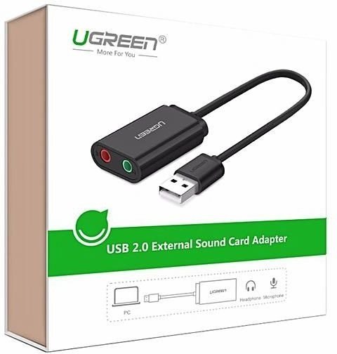 Zewnętrzna karta dźwiękowa USB UGREEN US205 15cm (czarny) Zewnętrzna karta dźwiękowa USB UGREEN US205 15cm (czarny)