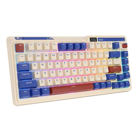 Bezprzewodowa klawiatura mechaniczna Royal Kludge KZZI K75 pro RGB, Moment Switch (retro-niebieska) Bezprzewodowa klawiatura mechaniczna Royal Kludge KZZI K75 pro RGB, Moment Switch (retro-niebieska)
