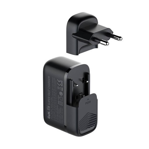 Ładowarka sieciowa USB typu C GaN LDNIO 65W czarna Ładowarka sieciowa USB typu C GaN LDNIO 65W czarna
