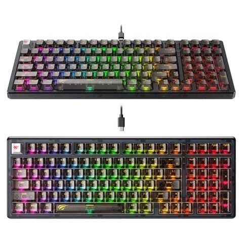 Klawiatura mechaniczna gamingowa Havit KB875L (Przezroczysta/Czarna) Klawiatura mechaniczna gamingowa Havit KB875L (Przezroczysta/Czarna)