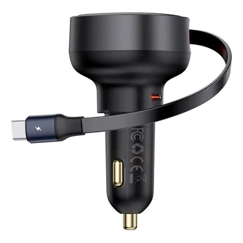 Ładowarka samochodowa Baseus Enjoyment Pro z kablem USB-C, 60W (czarna)