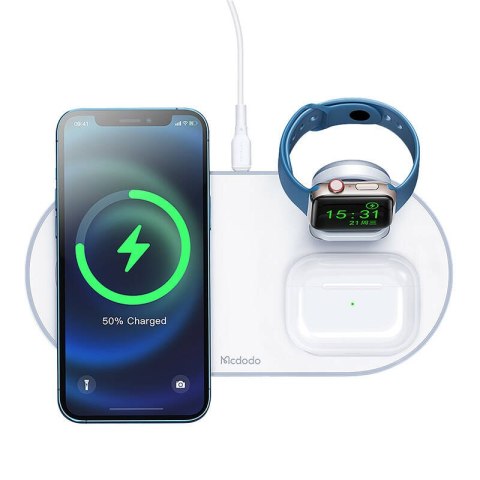 Ładowarka bezprzewodowa Mcdodo CH-7060 3w1 15W (telefon/TWS/Apple watch) biała Ładowarka bezprzewodowa Mcdodo CH-7060 3w1 15W (telefon/TWS/Apple watch) biała