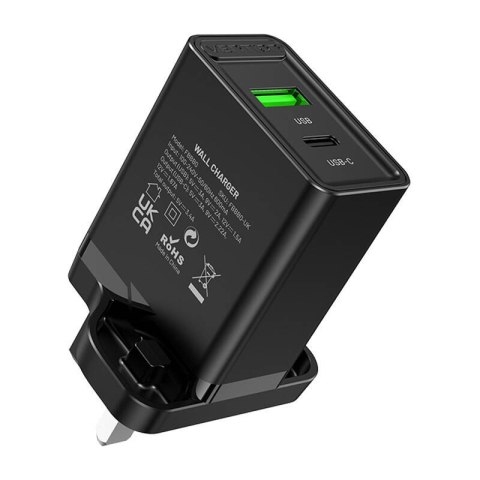 Ładowarka sieciowa USB-A, USB-C Vention FBBB0-UK 18W/20W UK czarna Ładowarka sieciowa USB-A, USB-C Vention FBBB0-UK 18W/20W UK czarna
