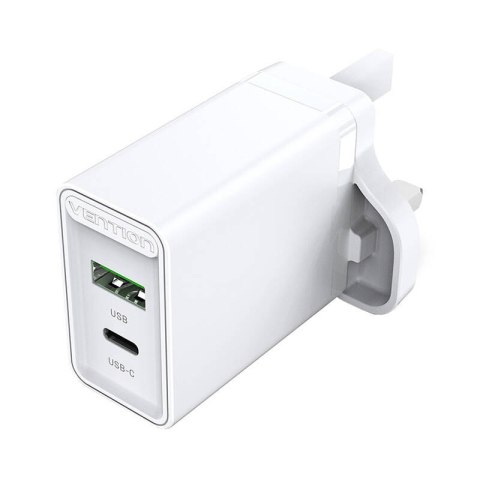 Ładowarka sieciowa USB-A, USB-C Vention FBBW0-UK 18W/20W UK biała Ładowarka sieciowa USB-A, USB-C Vention FBBW0-UK 18W/20W UK biała