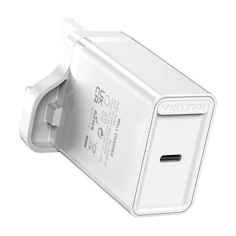 Ładowarka sieciowa USB-C Vention FADW0-UK 20W UK biała Ładowarka sieciowa USB-C Vention FADW0-UK 20W UK biała