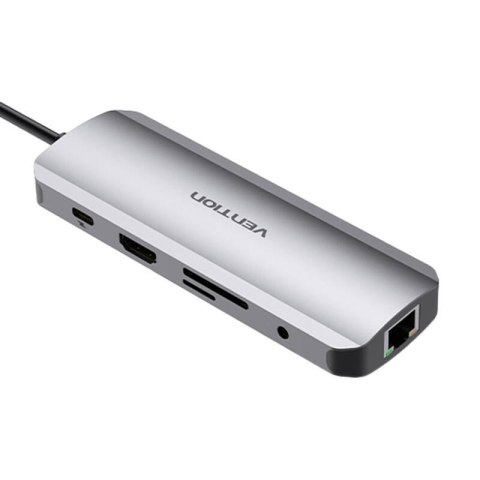 Stacja dokująca z USB-C do HDMI, USB-C, 2x USB3.0, RJ45, SD, TF, TRRS 3,5mm, PD 0,15m Vention TOMHB (szary) Stacja dokująca z USB-C do HDMI, USB-C, 2x USB3.0, RJ45, SD, TF, TRRS 3,5mm, PD 0,15m Vention TOMHB (szary)