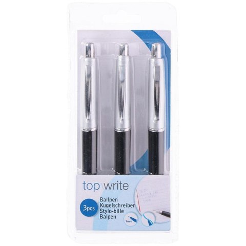 Topwrite - Długopis kulkowy z klipsem niebieski 3 szt. Topwrite - Długopis kulkowy z klipsem niebieski 3 szt.
