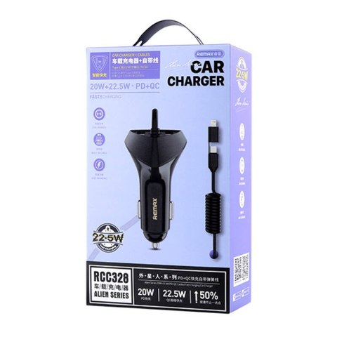 Ładowarka samochodowa Remax RCC328 20W+22.5W PD+QC Ładowarka samochodowa Remax RCC328 20W+22.5W PD+QC