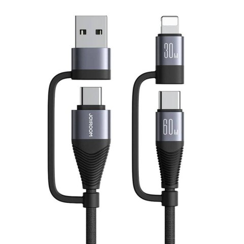 Kabel Joyroom SA37-2T2 4w1 2C 1L 1A, 60W, 1.2m czarny Kabel Joyroom SA37-2T2 4w1 2C 1L 1A, 60W, 1.2m czarny