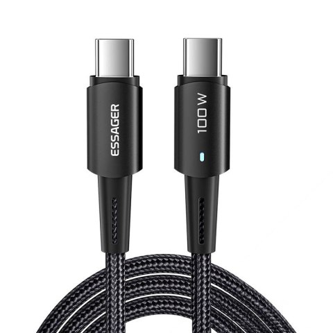 Kabel USB-C do USB-C 100W Essager 1m (czarny) Kabel USB-C do USB-C 100W Essager 1m (czarny)