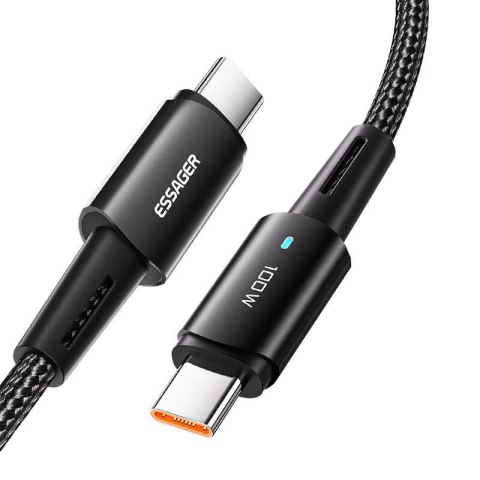 Kabel USB-C do USB-C 100W Essager 1m (czarny) Kabel USB-C do USB-C 100W Essager 1m (czarny)