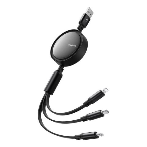 Kabel 3w1 USB do USB-C / Lightning / Micro USB, Mcdodo CA-7256, 3.5A, 1.2m (czarny) Kabel 3w1 USB do USB-C / Lightning / Micro USB, Mcdodo CA-7256, 3.5A, 1.2m (czarny)