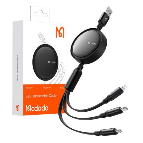Kabel 3w1 USB do USB-C / Lightning / Micro USB, Mcdodo CA-7256, 3.5A, 1.2m (czarny) Kabel 3w1 USB do USB-C / Lightning / Micro USB, Mcdodo CA-7256, 3.5A, 1.2m (czarny)