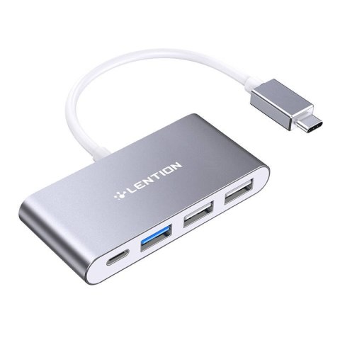 Hub 4w1 Lention USB-C do USB 3.0 + 2x USB 2.0 + USB-C (szary) Hub 4w1 Lention USB-C do USB 3.0 + 2x USB 2.0 + USB-C (szary)